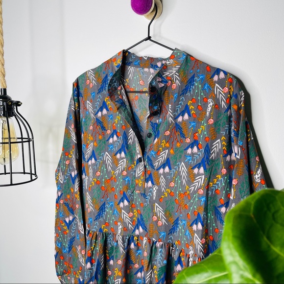 NWOT Bohemian Long-Sleeve Floral Midi Dress L - Picture 3 of 7